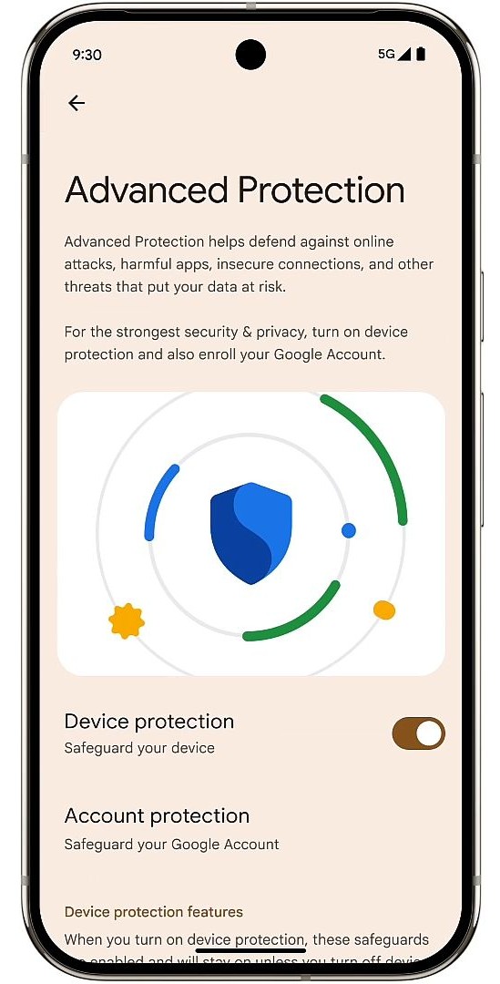 Android 16 advance security feature screenshot